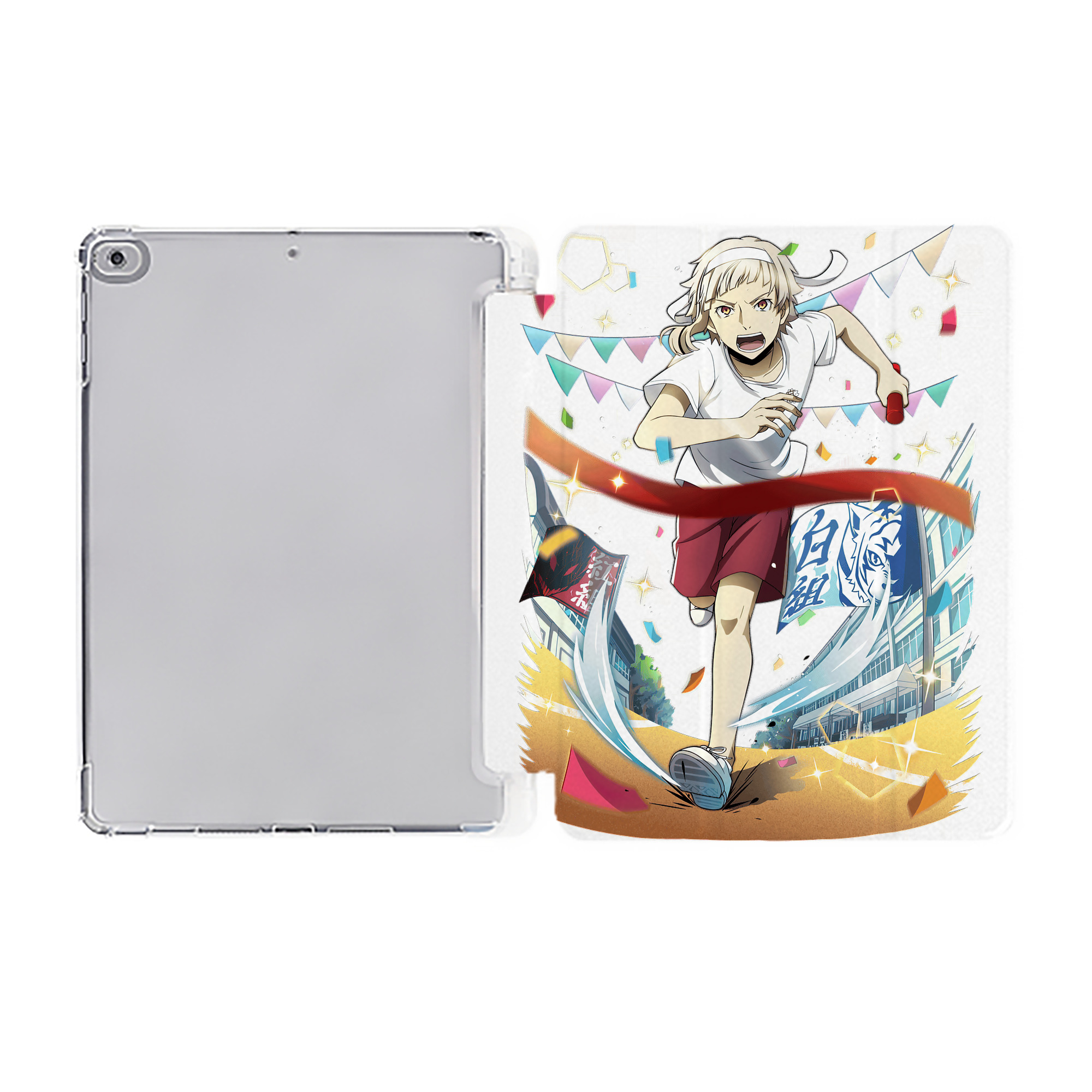 （画像用） 文豪ストレイドッグス Bungo Stray Dogs IPad ケース ペン収納付き 三つ折りスタンド PUレザー×シリコン 対応機種9.5/10.5/10.9インチ